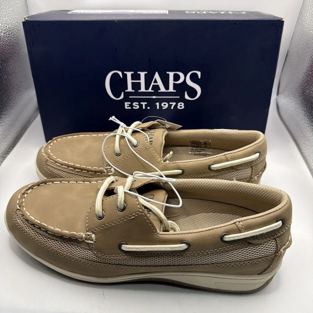 Chaps Women's Boat Shoes Tan Memory Foam Water-Repellant Flexible Outsole - 7.5